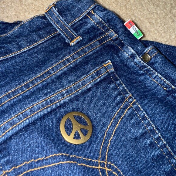 VTG Moschino Peace Back Pocket Stretch Denim Size 28 - Picture 2 of 10